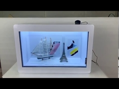 Pantalla 3D, vitrina de pantalla transparente, tótem de señalización con pantalla táctil TLCD